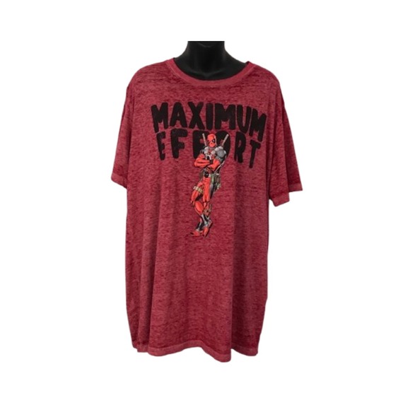 Deadpool Maximum Effort Graphic T-Shirt Red Heathered Men's - Picture 1 of 2